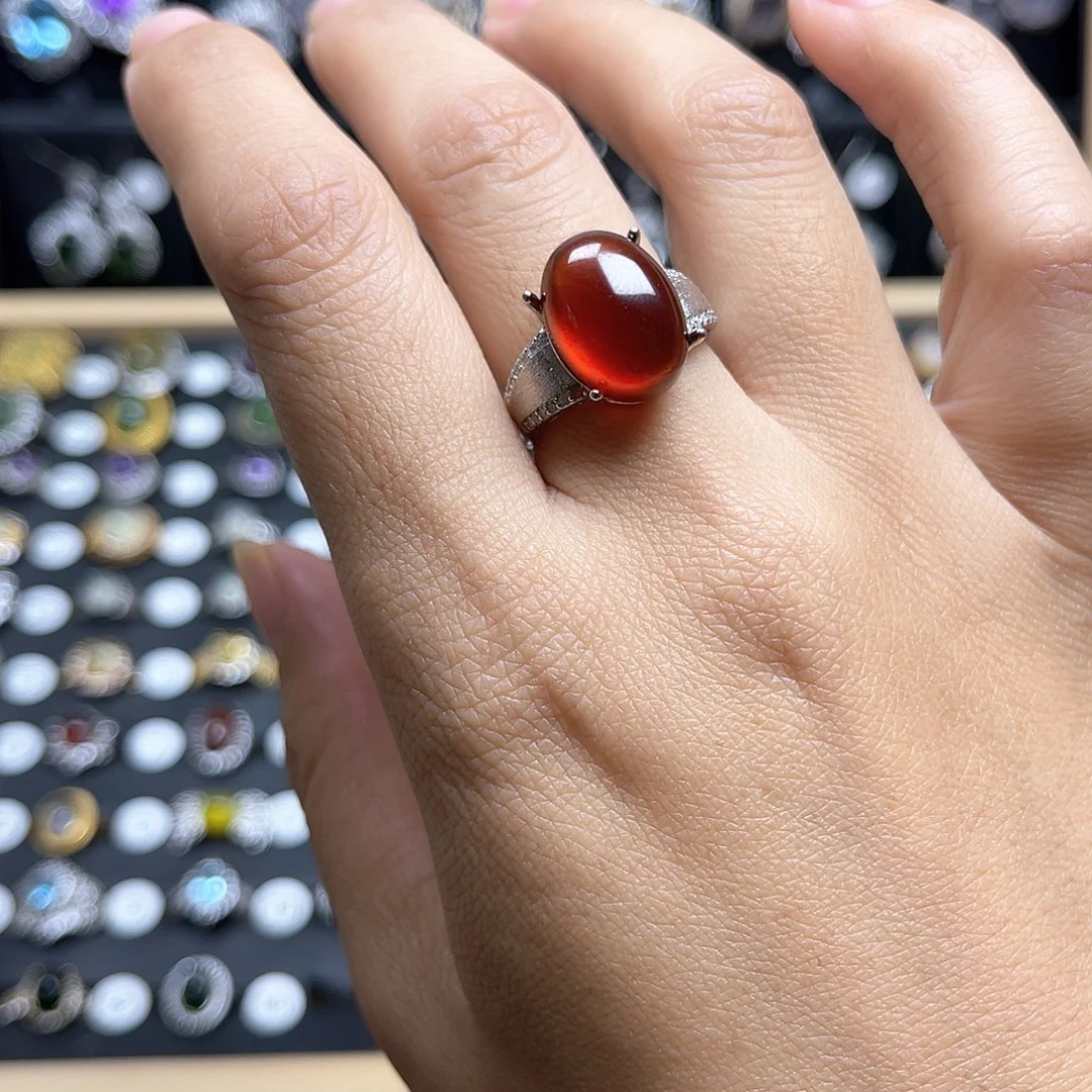 要***下蛇纹石玉银S925镶嵌戒指