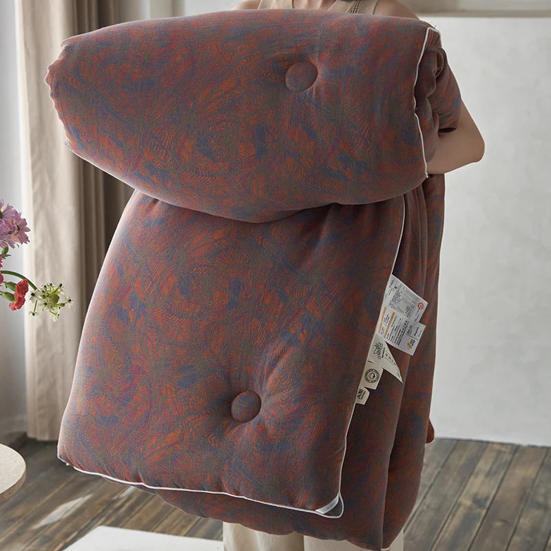 倾慕-全棉双层纱羊绒被子冬被加厚保暖色织提花春秋被芯A类母婴级