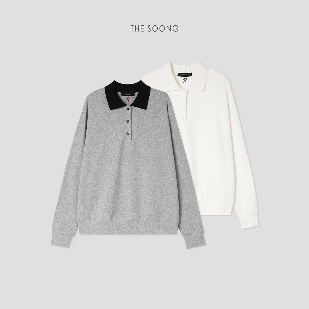 THESOONG|"腔调诠释"经典亲肤糯感撞色翻领卫衣HBWY7494