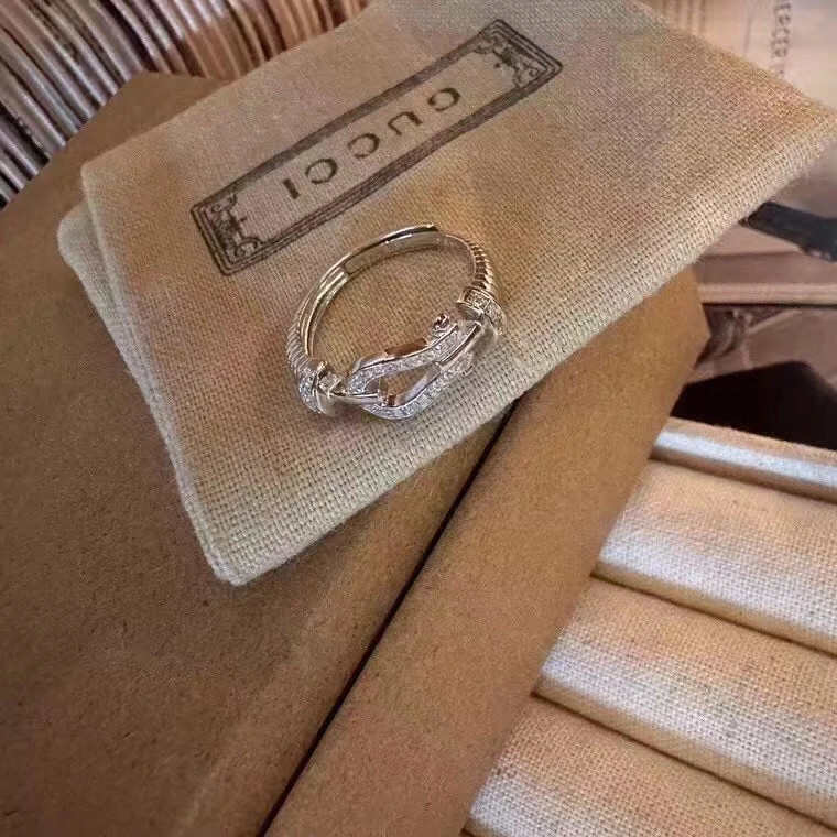 足银戒指 足银990马蹄扣053戒指个性十足时尚韩版戒指