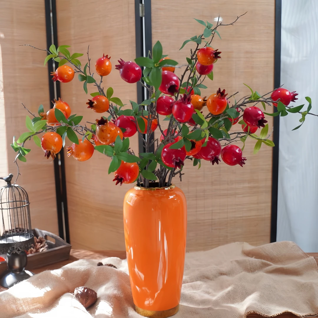 仿真石榴高级感逼真假花仿真花电视柜装饰品客厅玄关餐桌果蔬摆件