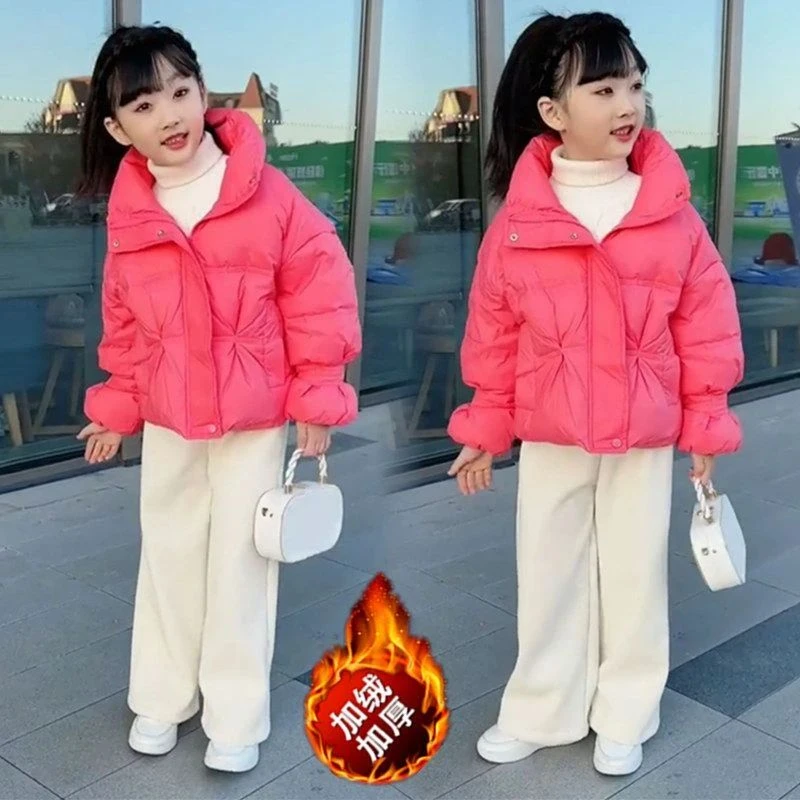 女童冬装棉服2025新款洋气儿童加厚棉衣加绒裤子小女孩加厚两件套