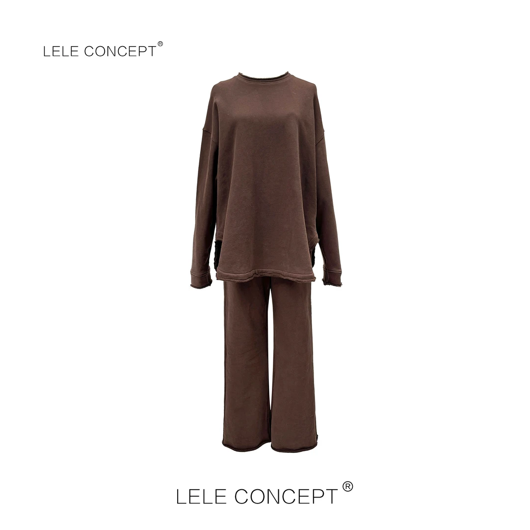 LELE CONCEPT｜「夭夭」 都市舒适百搭休闲风U型边两色套装T0116