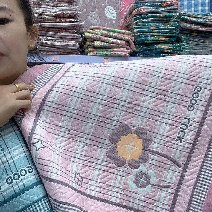 棉粉色格子花纯棉