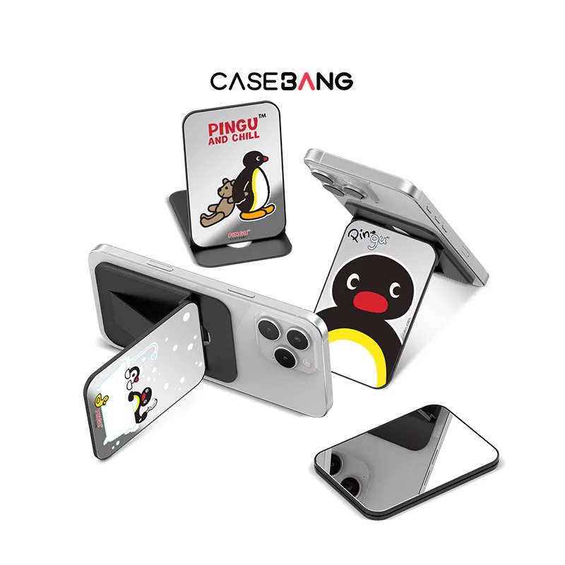 CASEBANGxPingu联名适用MagSafe磁吸手机卡包支架便携个性懒人