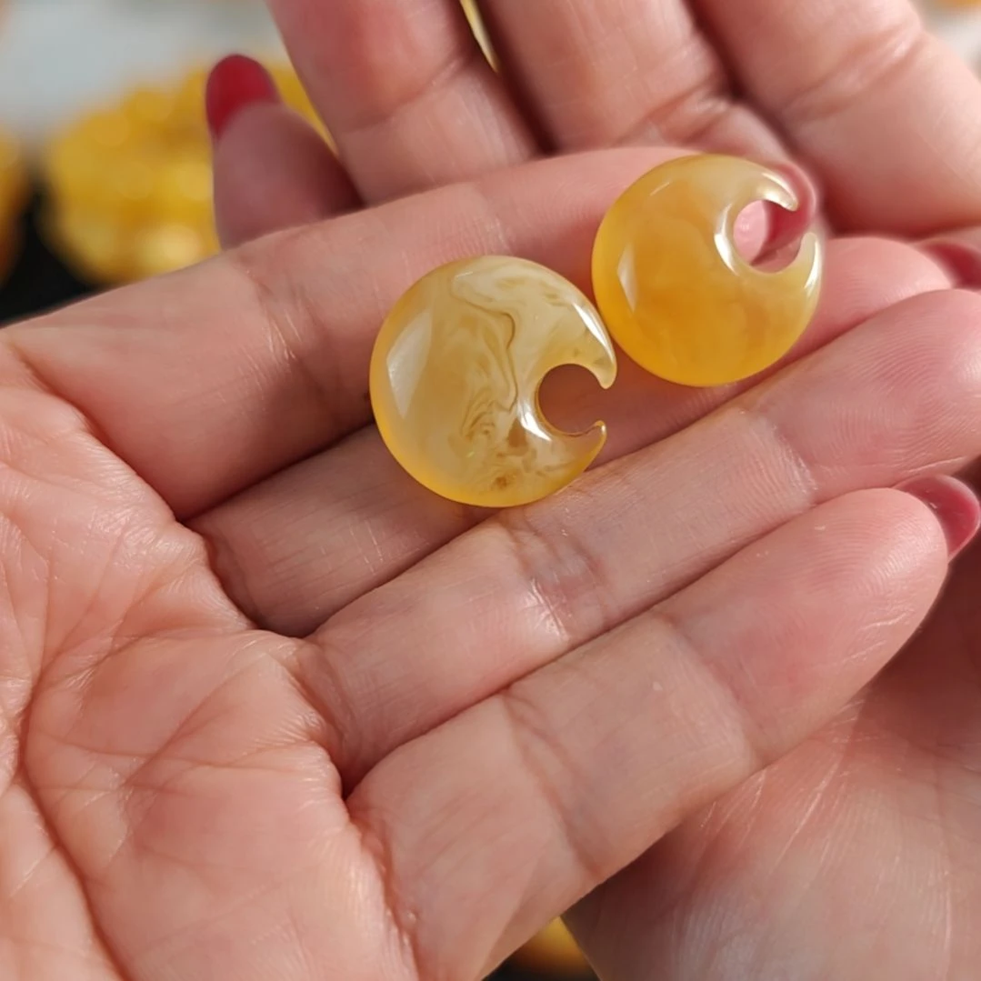 蜜蜡银S925镀金镶嵌耳饰