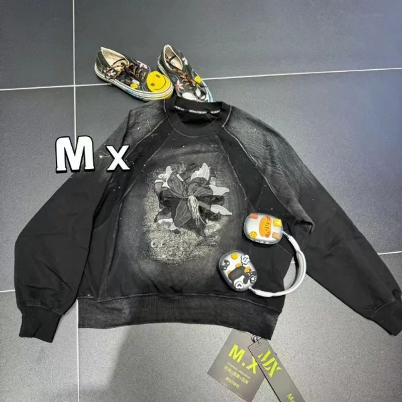 二龙欧货2店【山茶花套头卫衣潮牌设计师款水洗做旧】81120