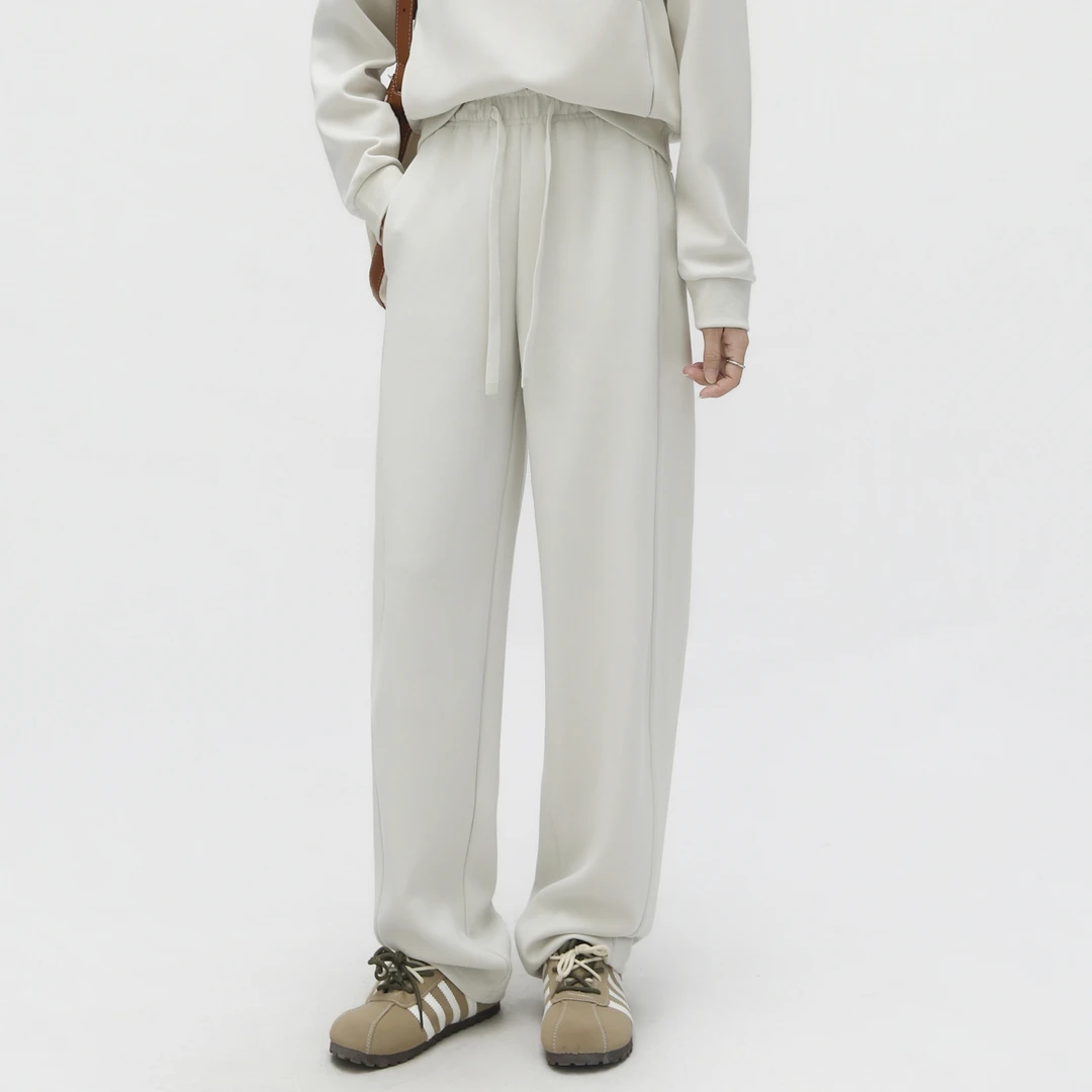 空气层莫代尔弯刀裤女长裤秋冬系绳松紧高腰舒适宽松阔腿休闲裤子