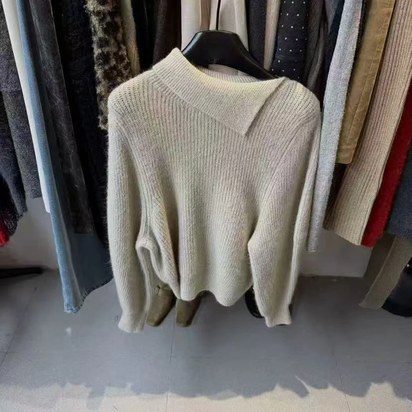 MAMIE【绒绒暖意】冬季韩系简约气质毛衣女百搭高领显瘦蝙蝠袖上衣