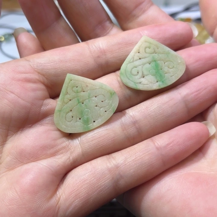 定制翡翠未镶嵌天然缅甸翡翠A货耳饰