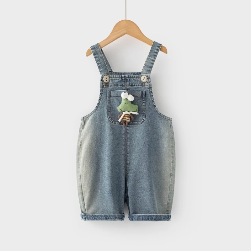 宝宝背带裤夏季薄款短裤婴儿牛仔裤七分休闲裤1-5岁小童短裤6828