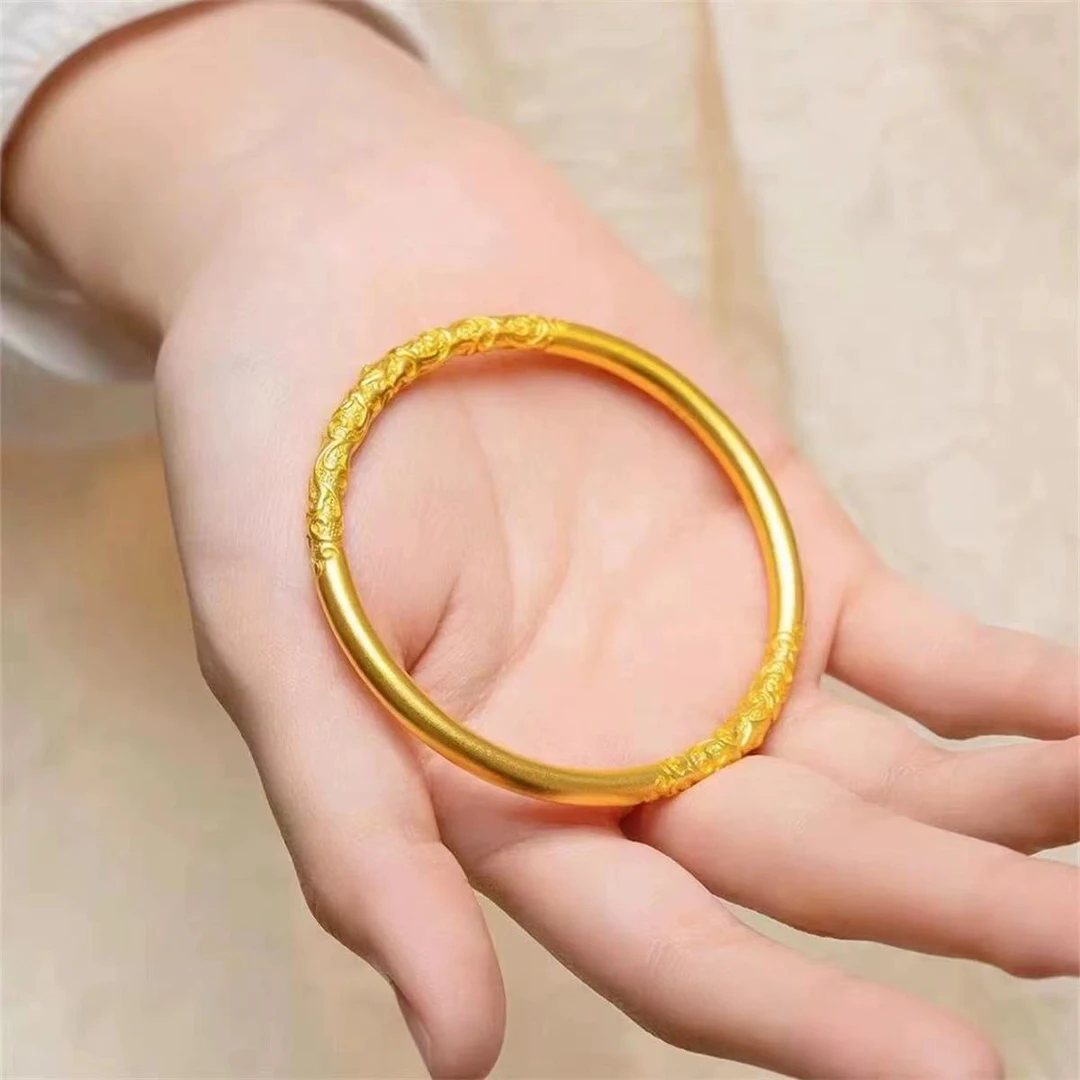 铜合金手镯 铜合金手镯 素圈卷草纹复古