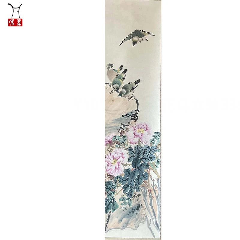 Y1011花鸟立轴33x116/3.4平尺