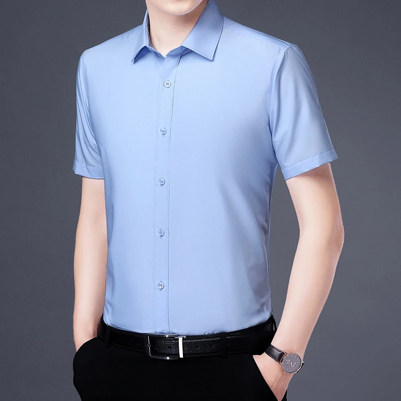 莫代尔夏季透气POLO衫男士休闲翻领T商务休闲短袖纯色弹力男装