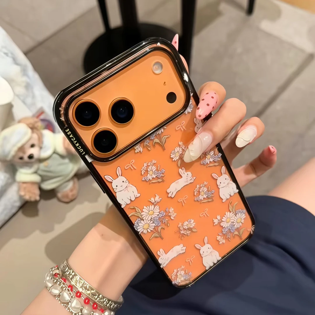 韩系ins可爱满屏花朵兔子适用于苹果16promax手机壳15保护套1413