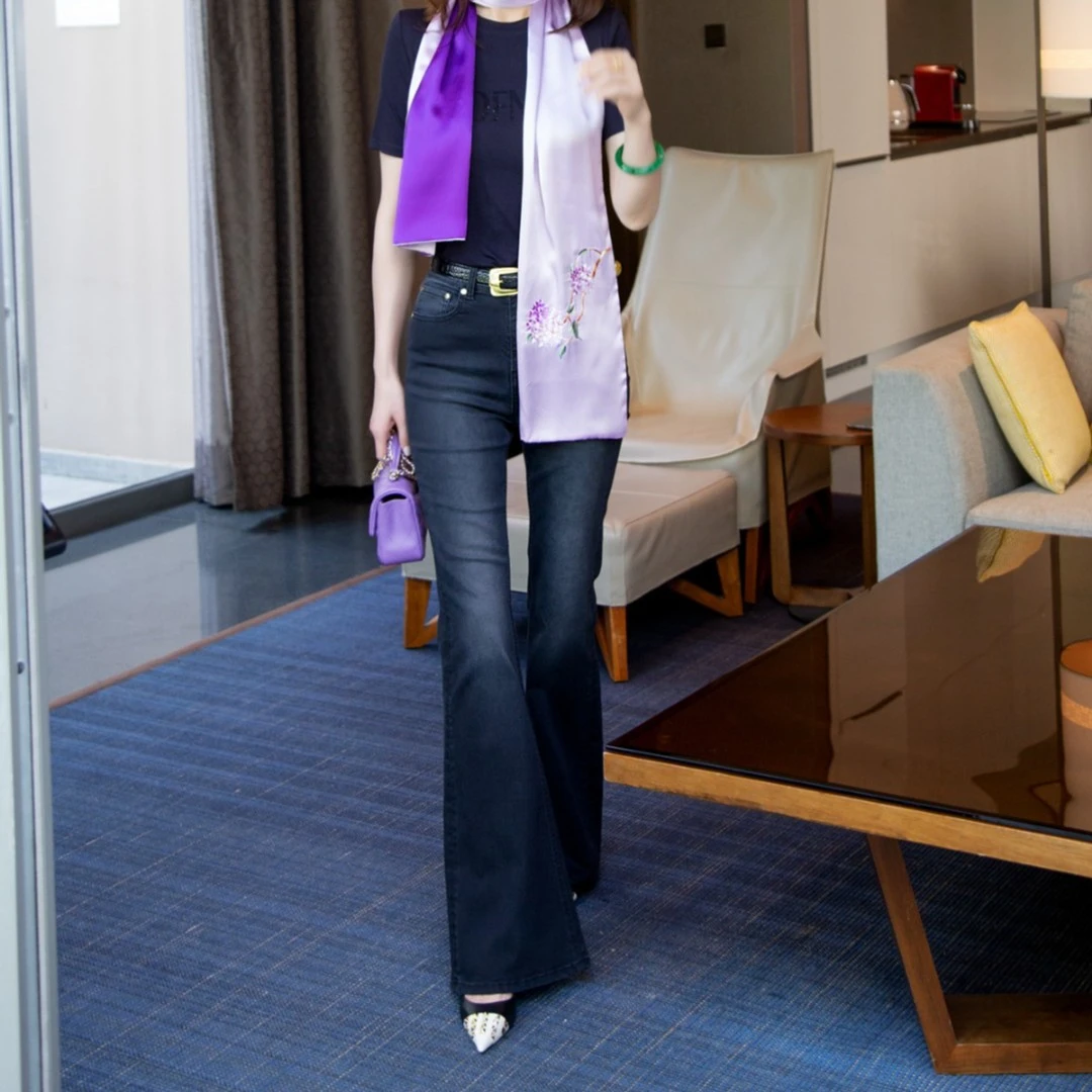 ZYNZ黑色喇叭牛仔裤优雅大气时尚经典款【高端服装定制专家】