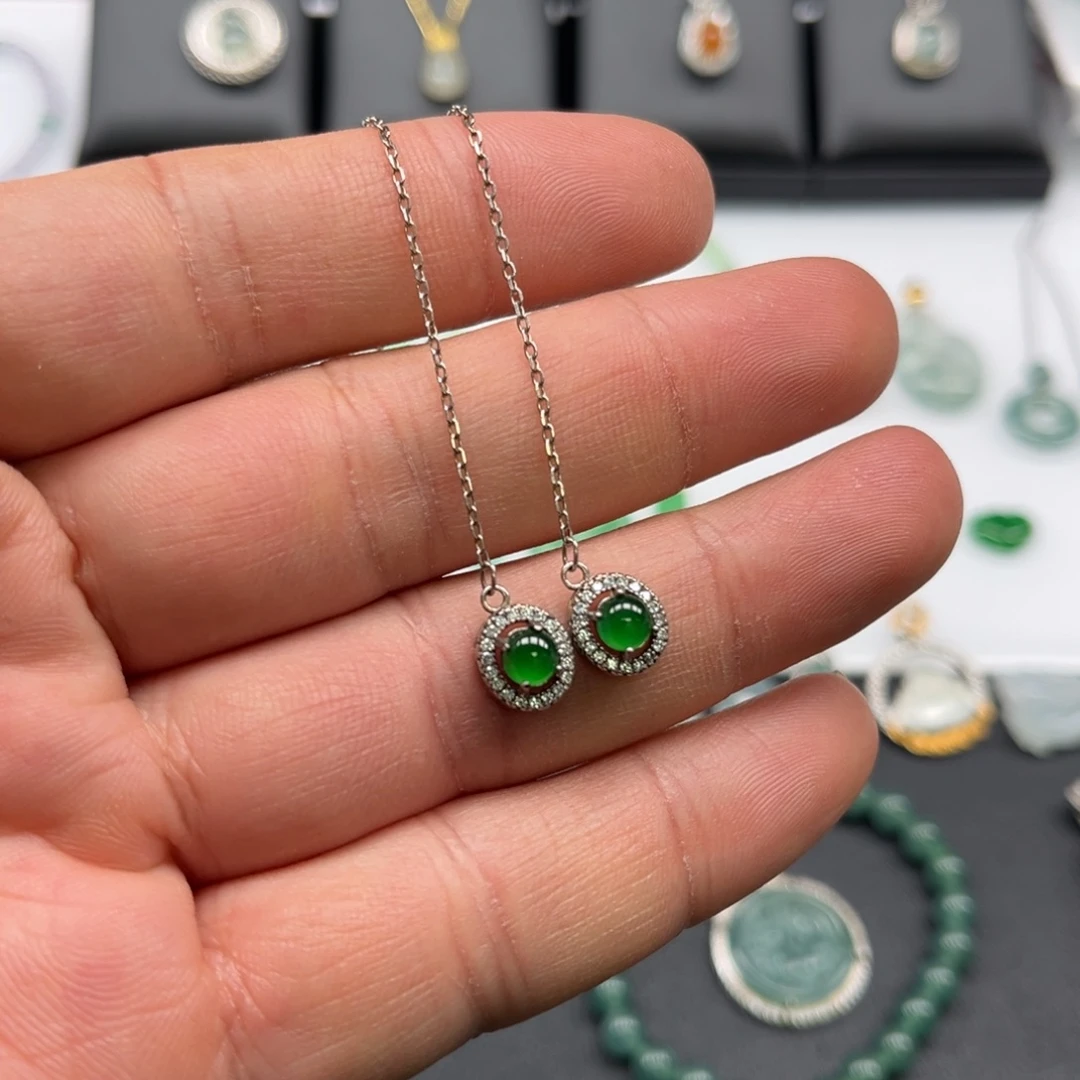 翡翠银S925镶嵌耳饰福利