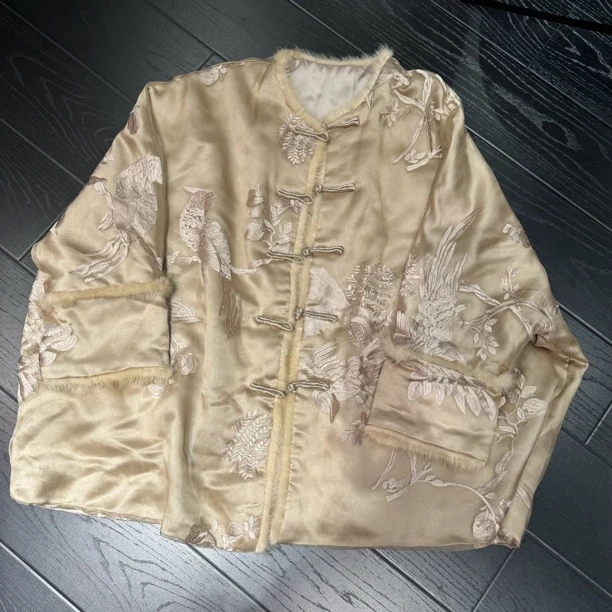 喜鹊枝头#《丹姐推荐》百搭宽松水貂毛棉外套时尚休闲中国风