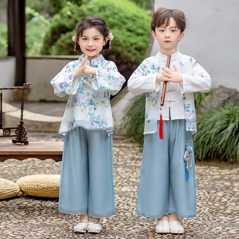 儿童汉服中国风唐装诗词朗诵中秋节表演服幼儿园开笔礼舞台国学服