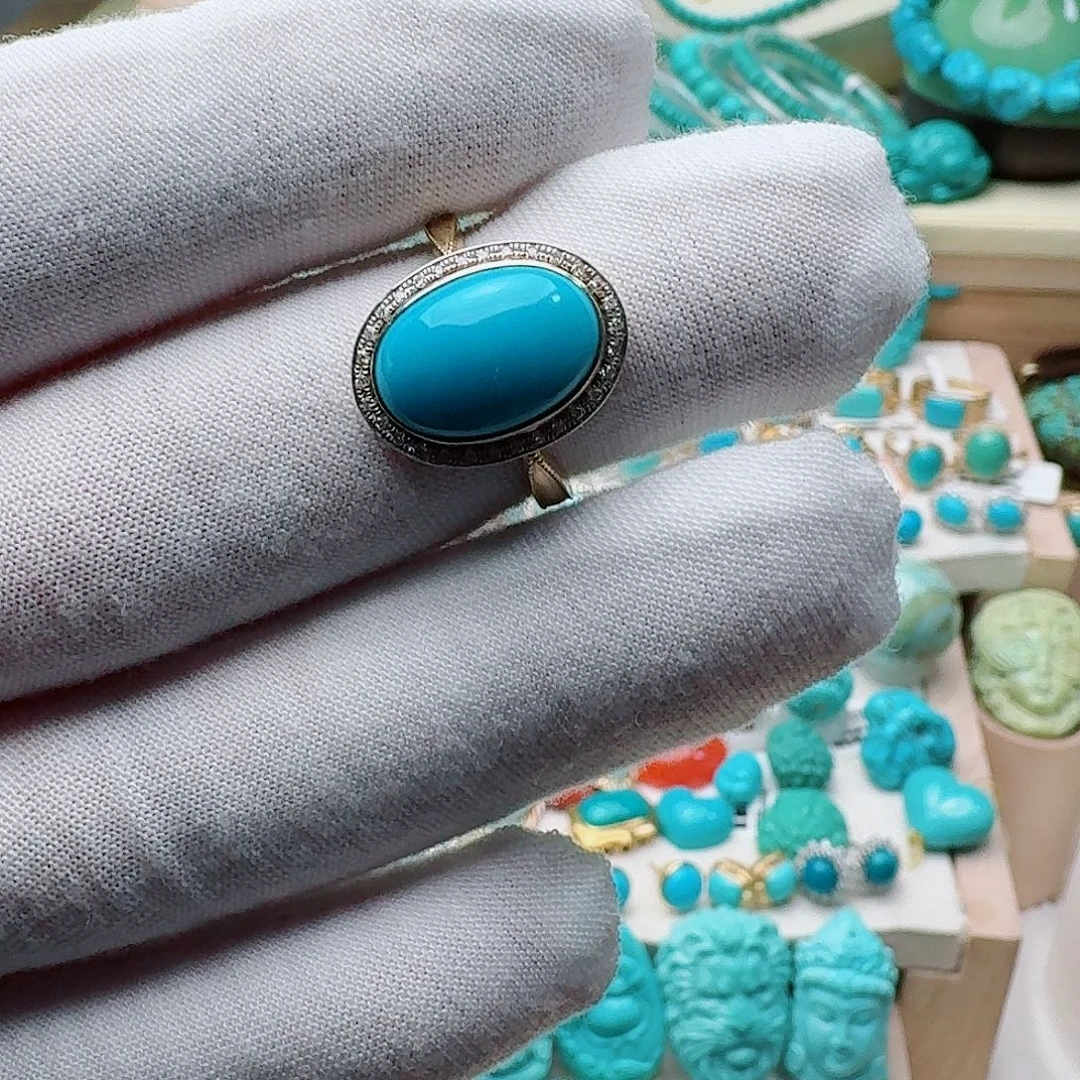 绿松石18K金镶嵌珠宝奇石