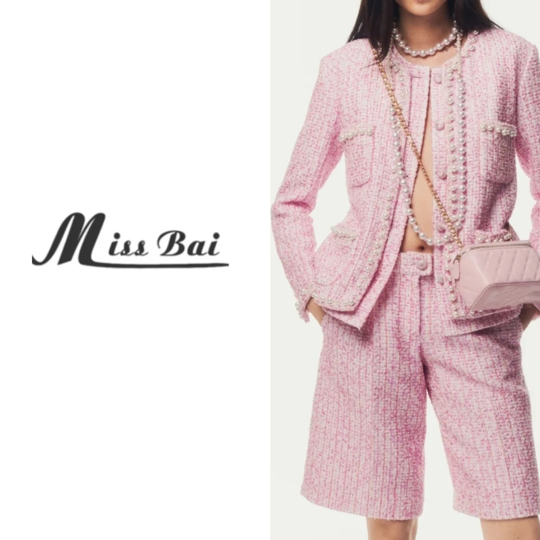 【白姐严选】爆款秋冬[粉色贵族】小香风手工坊短款珍珠外套-轻奢