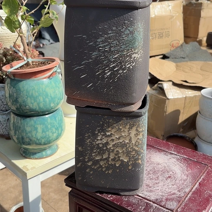 红陶泼墨两个口径15高度20