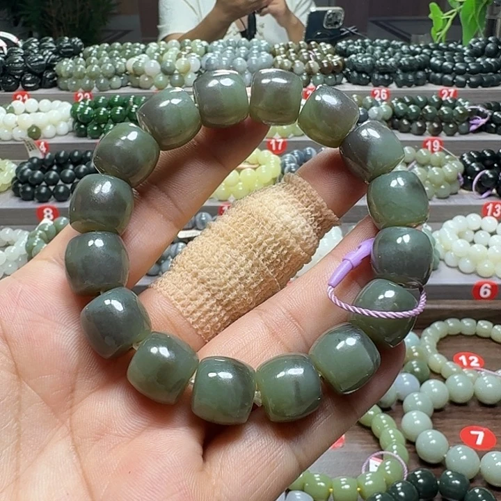 未镶嵌手链和田玉紫葡萄青海直切卡14