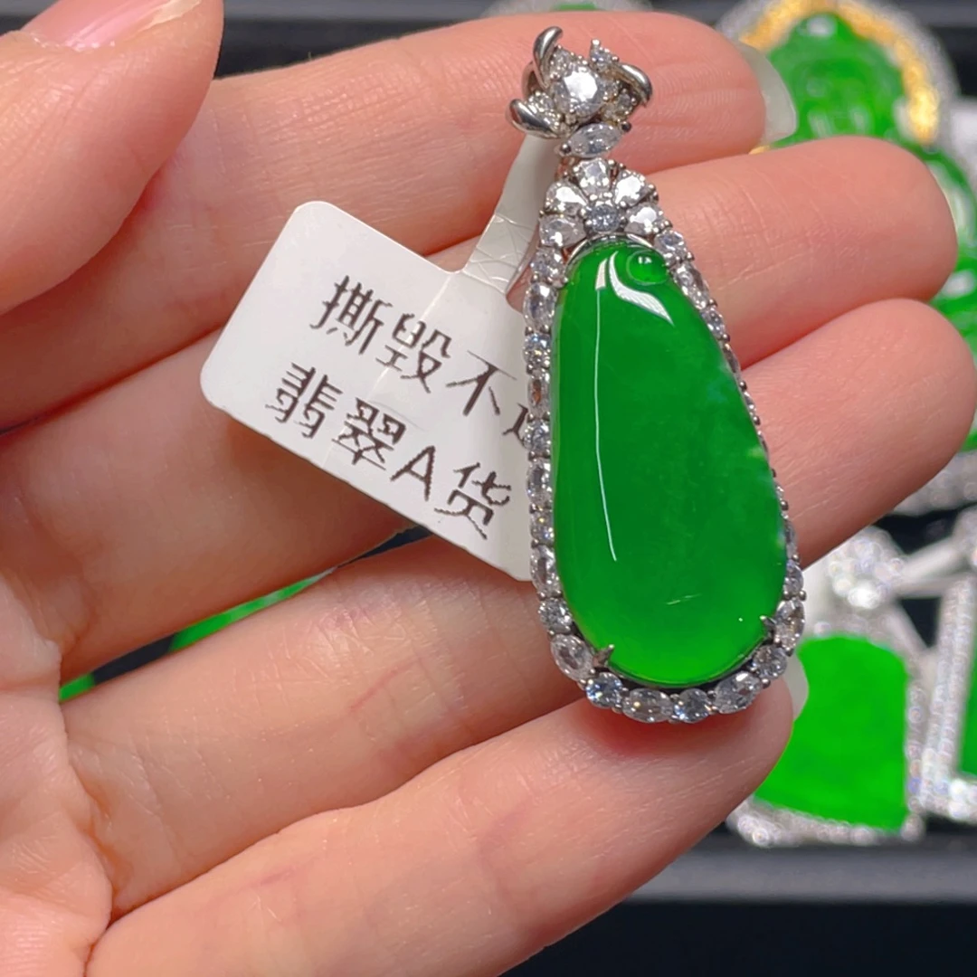 翡翠银S925镶嵌吊坠(不含链)