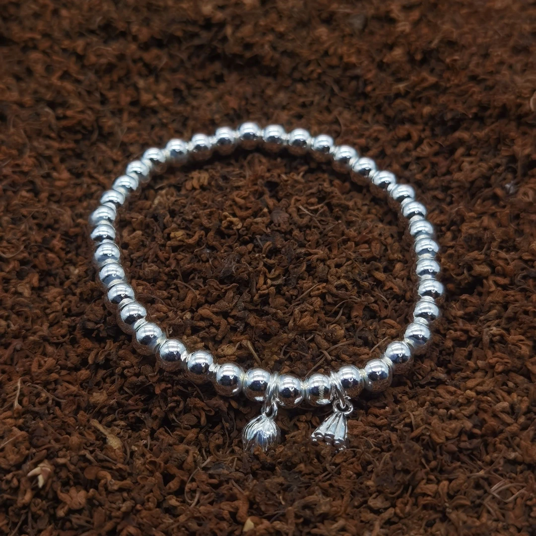 足银手链 两世欢纯银手链女生款足银设计莲蓬手串转运珠手串