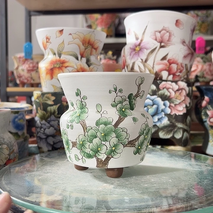 满38包邮 景德镇手绘花盆