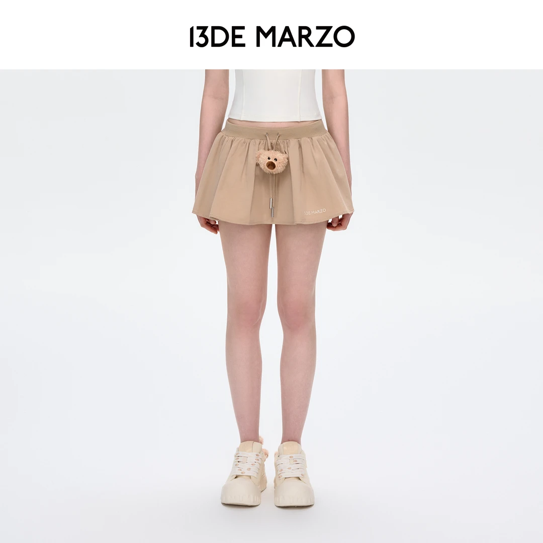 13DE MARZO女士 25春夏新款A字半身裙甜美可爱时尚荷叶边短款裙裤