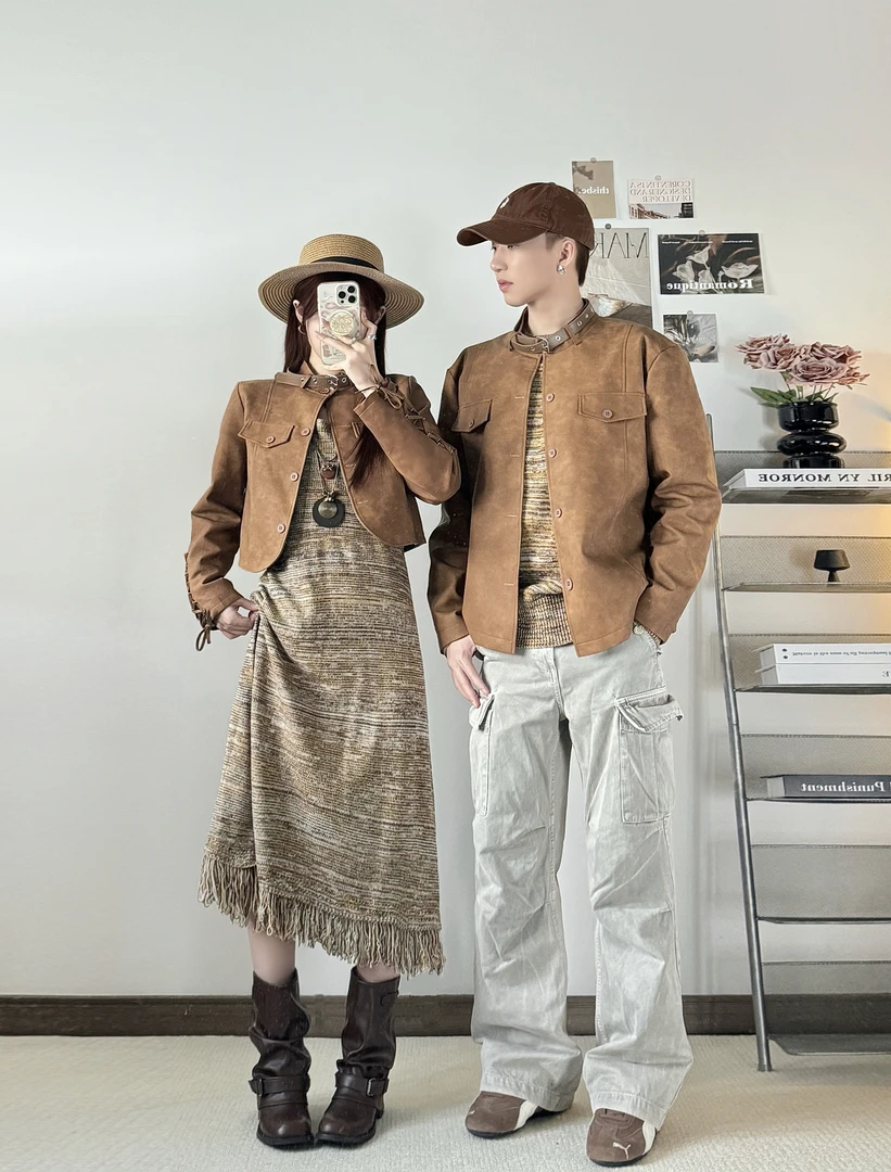 小众设计感情侣装秋季韩版毛衣连衣裙两件套法式一衣一裙ins潮牌