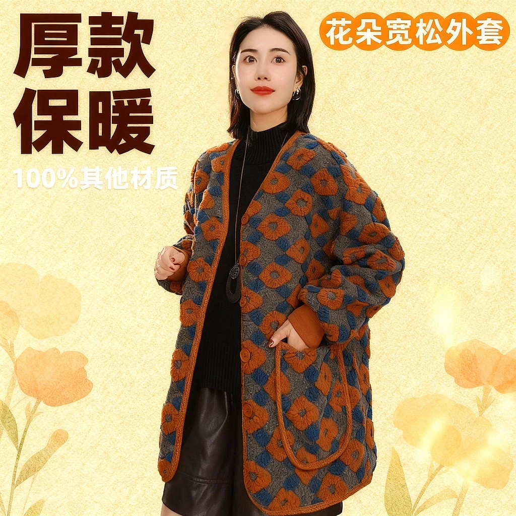 BEIJU 2025新款复古时尚设计款休闲百搭宽松显瘦花朵外套女5353