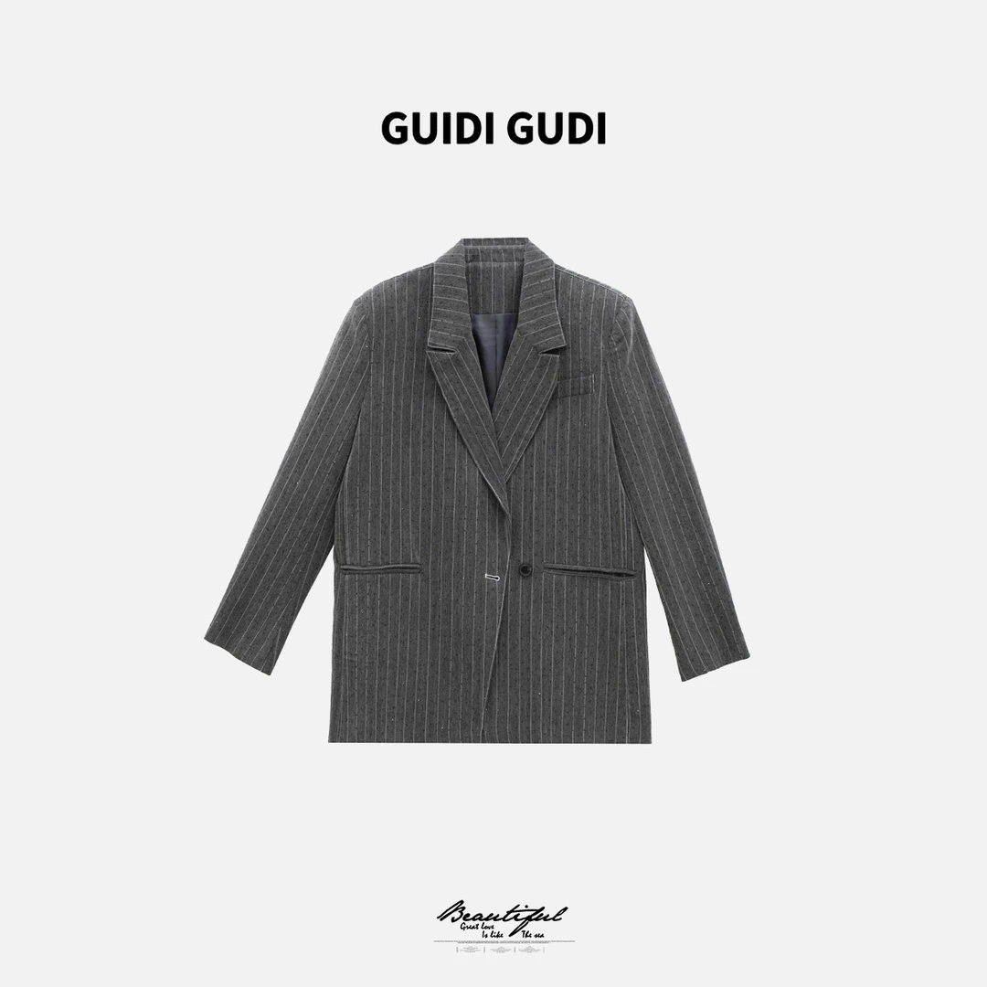 GUIDI GUDI【灰色记忆】气质休闲百搭时尚长袖外套