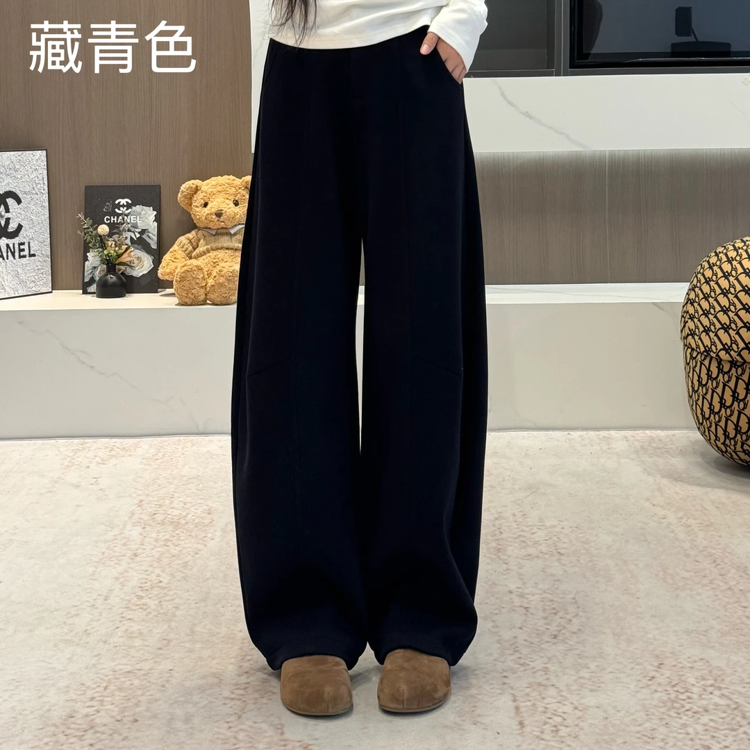 宿慕SUMU时尚百搭加绒弯刀裤2025新款9-27显瘦休闲阔腿裤25356