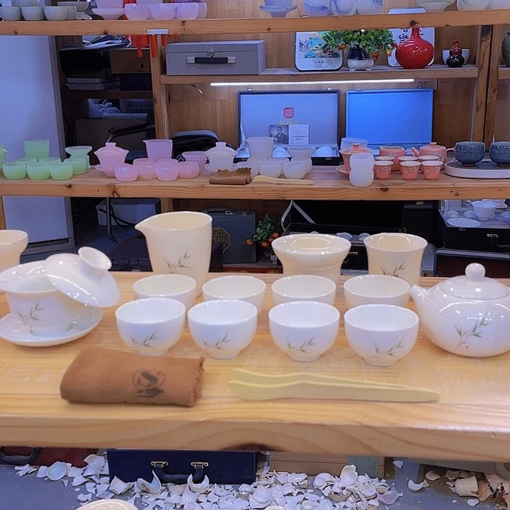 竹节高升羊脂玉套装