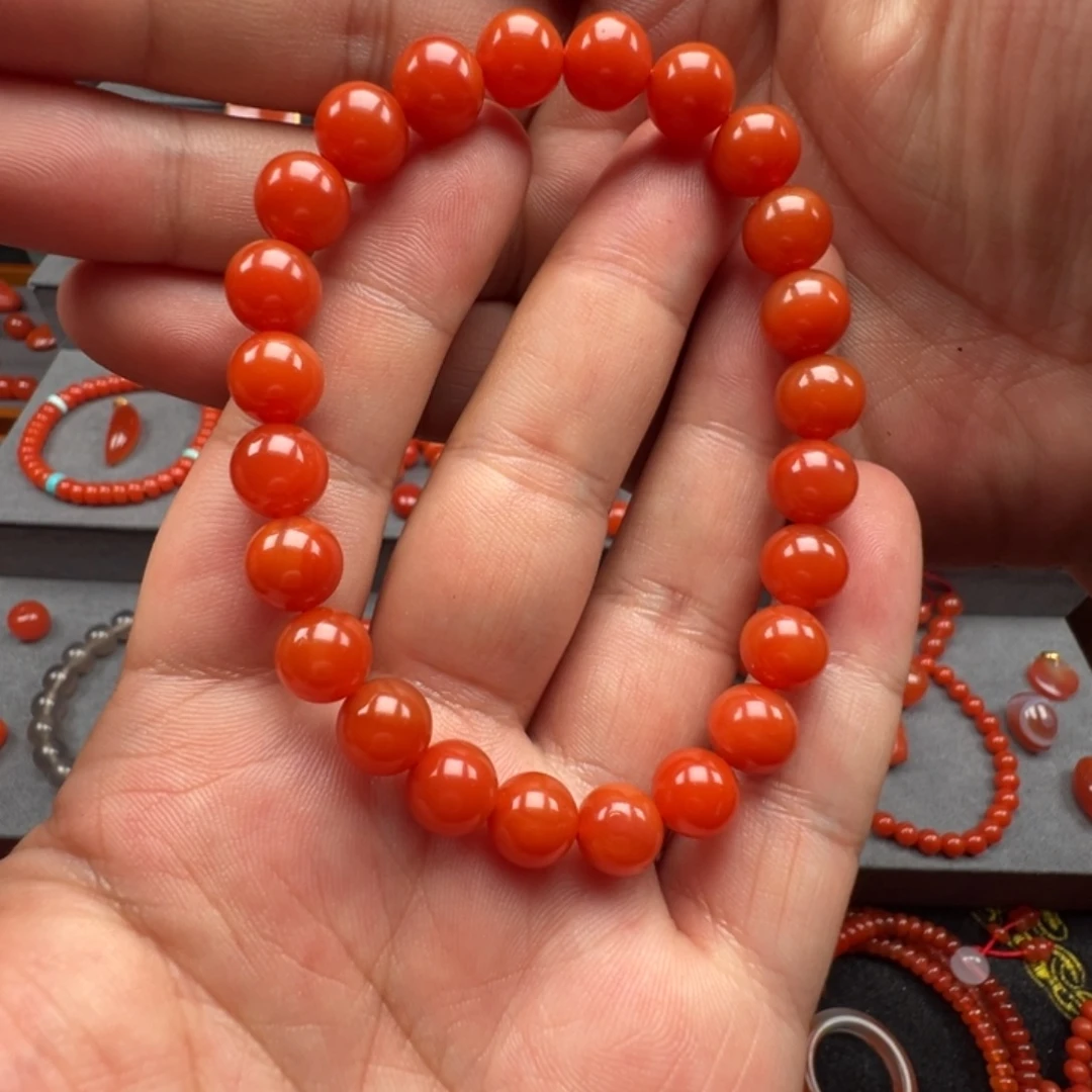 南红玛瑙未镶嵌保山三眼井手串8+