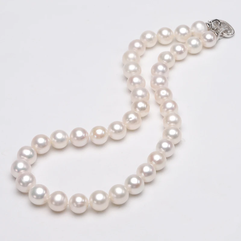 淡水10.5-11.5mm 无核 微瑕打结 银猪鼻子款 总长45cm左右