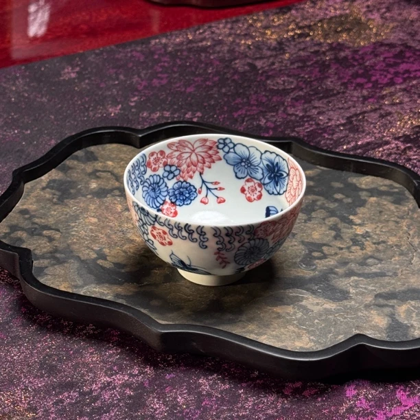 景德镇【手绘万花主人杯】雨溪山房高温陶瓷手绘品茗杯主人杯