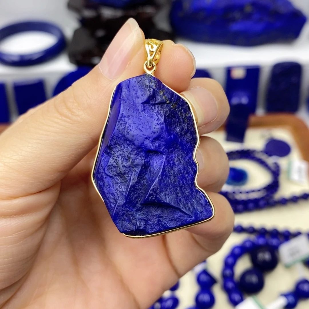 青金石颈饰银S925镀金镶嵌