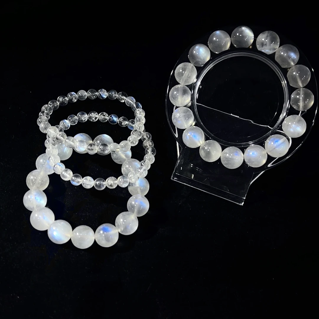 高品阶印度全透体蓝月光手串多样性发其一