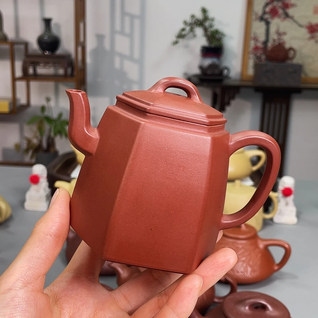 千***风紫砂茶壶野山红皮龙六方秦权