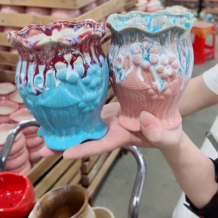 有孔.凑满10元发货多肉陶瓷花盆！