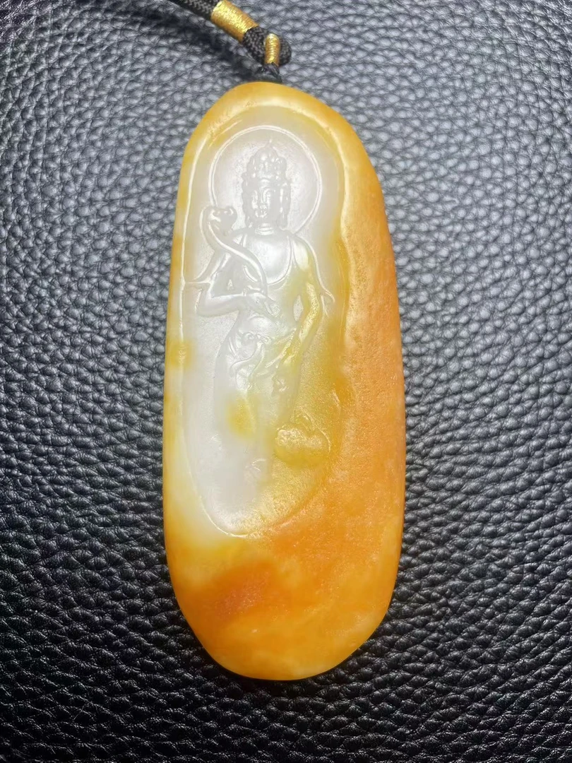 和田玉如意站观音手把件（福利）