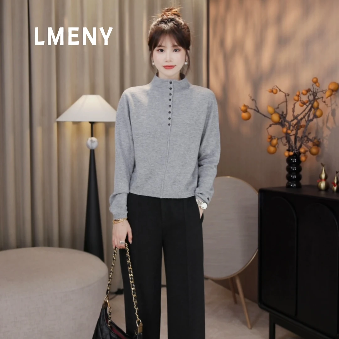 LMENY“高知半开襟”山羊绒+绵羊毛!半开襟翻领两穿亲肤毛衫25DM001