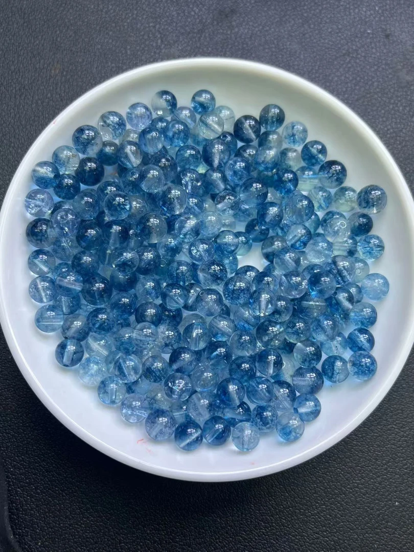 天然水晶散珠  半盆蓝幽灵Y1997   10MM  25颗（赠弹力绳）