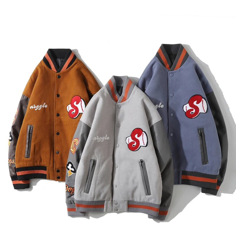 冬季休闲男士款棒球服棉衣加厚男女刺绣棉服外套拼接潮流GS1220