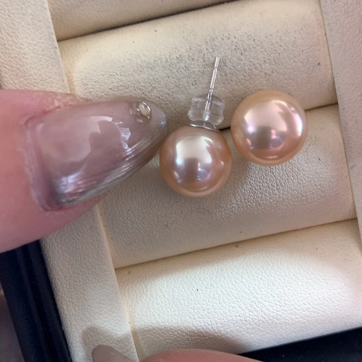 银S925镶嵌耳饰淡水珍珠