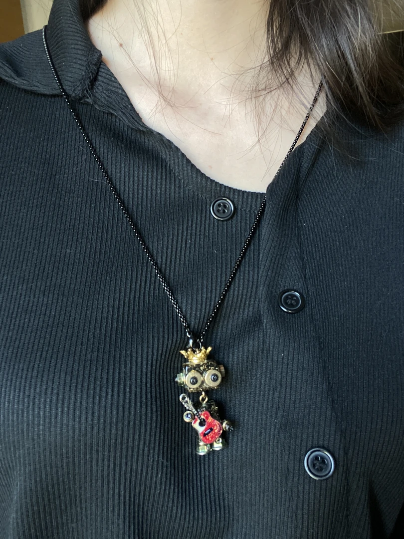 钛钢树脂吊坠 摇滚红色朋克机器人情侣项链/挂件手作原创潮玩礼物