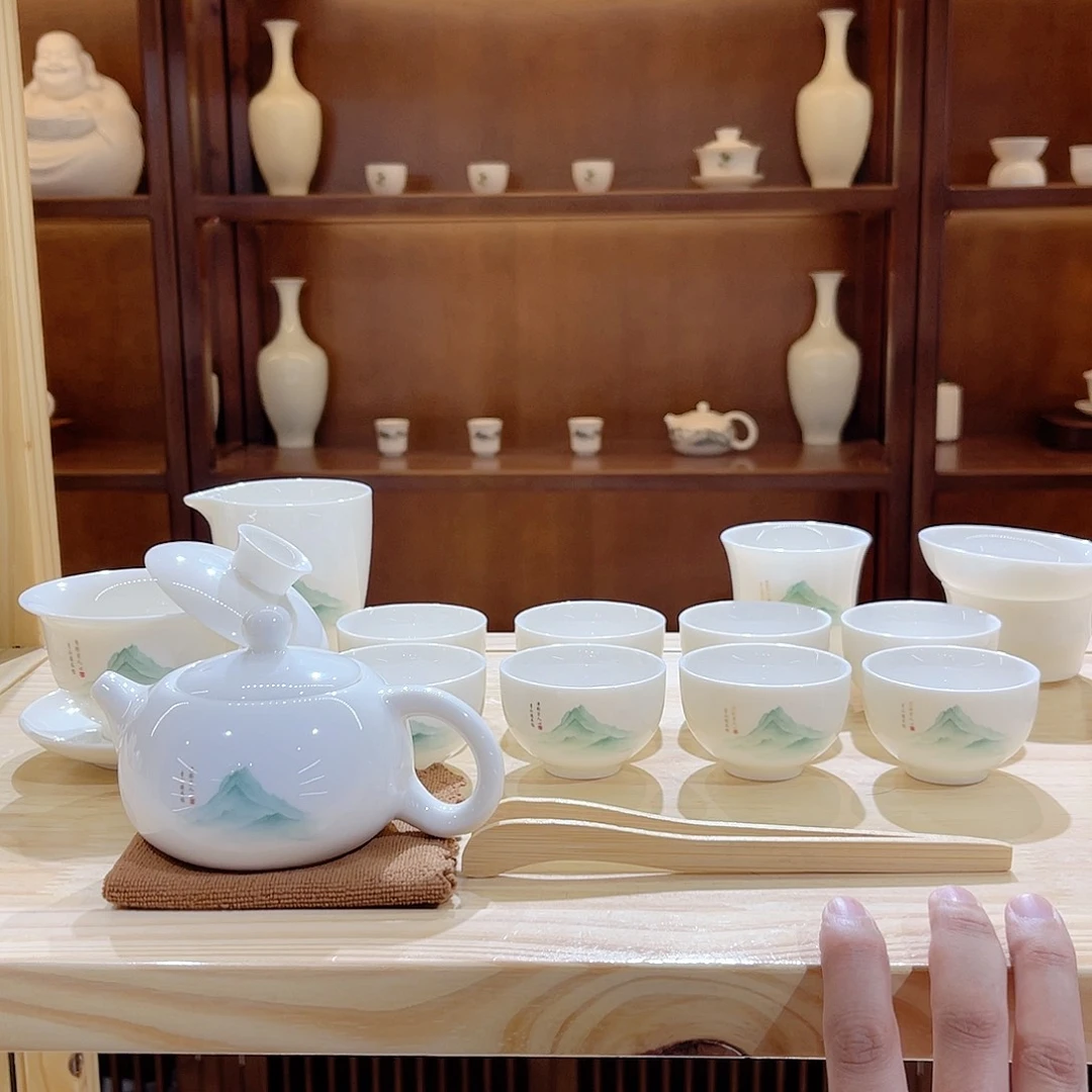 瓷片玄致羊脂玉瓷茶具套装